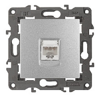 Дизайнерская розетка интернет RJ-45, алюминий, Б0034304 Эра, серия Elegance