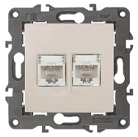 Дизайнерская розетка интернет 2хRJ-45, слоновая кость, Б0034309 Эра, серия Elegance