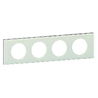 Дизайнерская рамка 4 местная, смальта белая, стекло, 069314 Legrand, серия Celiane