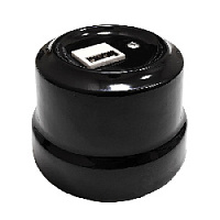 Ретро розетка USB, черный, 32215 Lindas
