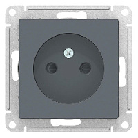 Дизайнерская розетка без заземления, со шторками, грифель, ATN000749 Schneider Electric, серия Atlas Design