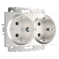 Дизайнерская двойная розетка с заземлением, перламутровый рифленый, W1172013 Werkel