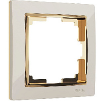 Дизайнерская рамка 1 местная, слоновая кость / золото, поликарбонат, W0011932 Werkel