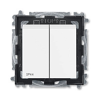 Дизайнерский выключатель IP44, белый / белый, 2CHH595940A4003, ABB, двухклавишный, серия Levit