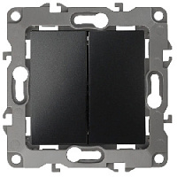 Дизайнерский выключатель без м.лапок, антрацит, Б0014655 Эра, двухклавишный, серия 12