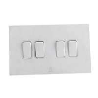 Дизайнерский выключатель Aura Белый лед, BAW4KB Bonze четырехклавишный проходной