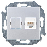 Дизайнерская розетка компьютерная RJ-45 кат. 5е и заглушка, алюминий, 1591598-033 Simon, серия 15
