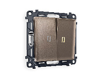 Комплект механизма 2-кл выключателя с подсветкой 3200K мягкий теплый свет, темная бронза матовый, MA634010 Ambrella Volt, двухклавишный