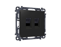 Комплект механизма компьютерной двойной розетки RJ-45 с автоматической защитной шторкой, черный матовый, MA812110 Ambrella Volt
