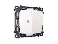 Комплект механизма 2-кл выключателя с подсветкой 3200K мягкий теплый свет, жемчуг, MO204010 Ambrella Volt, двухклавишный