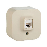 Дизайнерская розетка телефонная RJ-11, слоновая кость, 782244 Legrand, серия Quteo