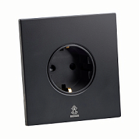 Дизайнерская розетка с/з и шторками электрическая Aura Черный уголь, BAB1SS Bonze