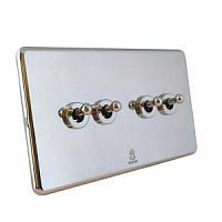 Дизайнерский выключатель Mira Зеркальный хром, BMC4KTA Bonze четырехклавишный проходной