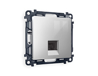 Комплект механизма компьютерной розетки RJ-45 экранированной с автоматической защитной шторкой, серебряный глянцевый, MA412005 Ambrella Volt