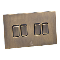 Дизайнерский выключатель Aura Бронза браш, BABR4KB Bonze четырехклавишный проходной