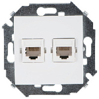 Дизайнерская розетка компьютерная 2хRJ-45 кат. 5е, белый, 1591593-030 Simon, серия 15