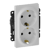 Дизайнерская двойная розетка с заземлением, безвинт.зажим, белый, 753127 Legrand, серия Valena Life