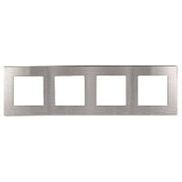 Дизайнерская рамка 4 местная, Сатин, алюминий, Б0052531 Эра, серия 12