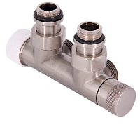 Дизайнерский клапан угловой для радиаторов для 2-х трубной системы отопления, слева, Tondera 1/2" хром матовый 0685-1500CSE0 S.R.Rubinetterie