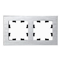 Дизайнерская рамка 2 местная, серебро, металл, ATN312102 Schneider Electric, серия Atlas Design Nature