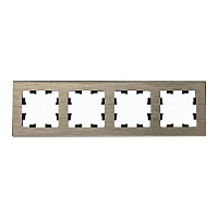 Дизайнерская рамка 4 местная, латунь, металл, ATN312204 Schneider Electric, серия Atlas Design Nature