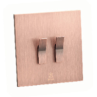 Дизайнерский выключатель Aura Медь браш, BAC2KBE Bonze двухклавишный