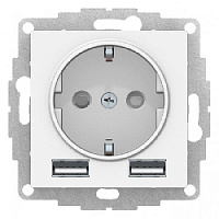 Дизайнерская розетка с заземлением + 2хUSB разъем A+A, белый, ATN000130 Schneider Electric, серии Atlas Design