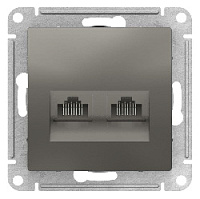 Дизайнерская розетка компьютерная RJ-45 кат. 5e, двойная, сталь, ATN000985 Schneider Electric, серия Atlas Design