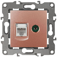 Дизайнерская розетка RJ-45 + TV, медь, Б0027449 Эра, серия 12