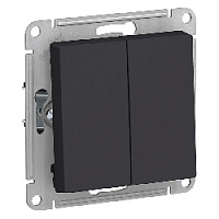 Дизайнерский выключатель, карбон, ATN001065 Schneider Electric, двухклавишный, проходной, серия Atlas Design