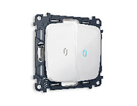 Комплект механизма 2-кл выключателя с подсветкой 10000K голубой свет, белый глянец, MO104020 Ambrella Volt, двухклавишный