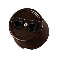 Розетка RJ45 компьютерная двойная, коричневый, SQ1820-0451 TDM ELECTRIC, серия Болонь