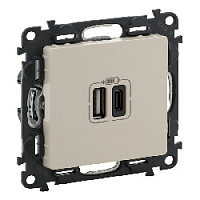 Дизайнерская розетка USB разъем A+C двойная, слоновая кость, 753206 Legrand, серия Valena Life