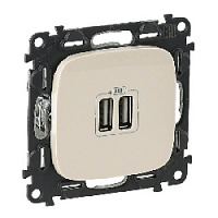 Дизайнерская розетка USB разъем A+A двойная, слоновая кость, 754996 Legrand, серия Valena Allure