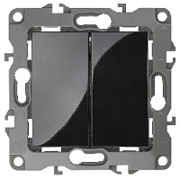 Дизайнерский выключатель, черный, Б0014650 Эра, двухклавишный, серия 12