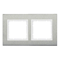 Дизайнерская рамка 2 местная, нержавеющая сталь/полярная белизна, матовый, 10123609 Berker, серия B.7