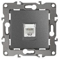 Дизайнерская розетка телефонная RJ-11, графит, Б0019342 Эра, серия 12