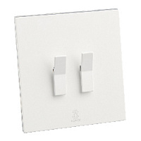 Дизайнерский выключатель Aura Белый лед, BAW2KBE Bonze двухклавишный