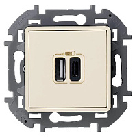 Дизайнерская розетка USB разъем A+C двойная, слоновая кость, 673761 Legrand, серия Inspiria