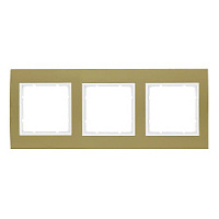 Дизайнерская рамка 3 местная, золотой/полярная белизна, алюминий, 10133046 Berker, серия B.3