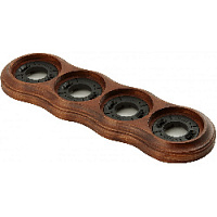 Рамка с пластиковой вставкой 4 местная на бревно, восьмерка, красное дерево, 25064 Lindas