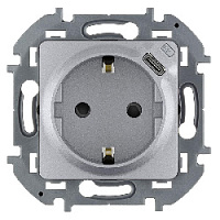 Дизайнерская розетка с заземлением + USB разъем C, алюминий, 673772 Legrand, серии Inspiria