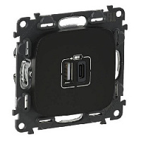 Дизайнерская розетка USB разъем A+C двойная, антрацит, 754968 Legrand, серия Valena Allure