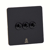 Дизайнерский выключатель Vega Черный песок, BVB3KTA Bonze трехклавишный проходной