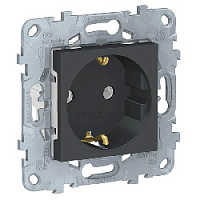 Дизайнерская розетка с заземлением, антрацит, NU505654 Schneider Electric, серия Unica New