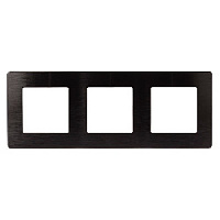 Дизайнерская рамка 3 местная, Сатин, черный, Б0052524 Эра, серия 12