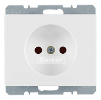 Дизайнерская розетка без заземления, со шторками, полярная белизна, глянцевый, 6161150169 Berker, серия Arsys