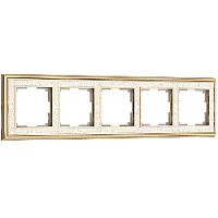 Дизайнерская рамка 5 местная, золото / белый, алюминий, акрил, W0051429 Werkel