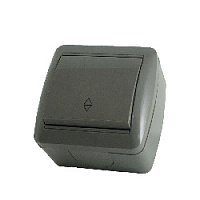 Дизайнерский выключатель IP44, серый, SQ1818-0111 TDM ELECTRIC, одноклавишный проходной, серия Селигер