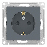 Дизайнерская розетка с заземлением и шторками, грифель, ATN000745 Schneider Electric, серия Atlas Design